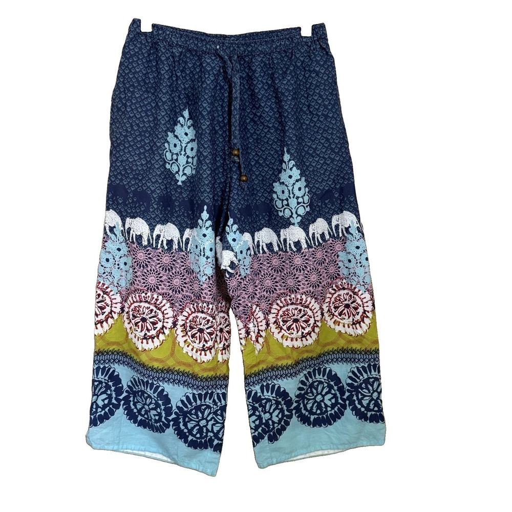 Sudara Punjammies Elephant Pajama Capri Pants XS Wide Leg Lounge Boho Festival